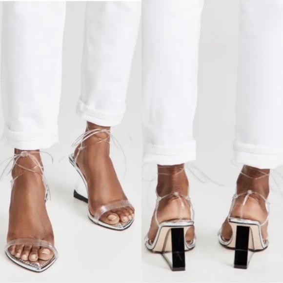 metallic silver Good American | wedge heels | pointed toe lace-up sandals - Picture 9 of 9